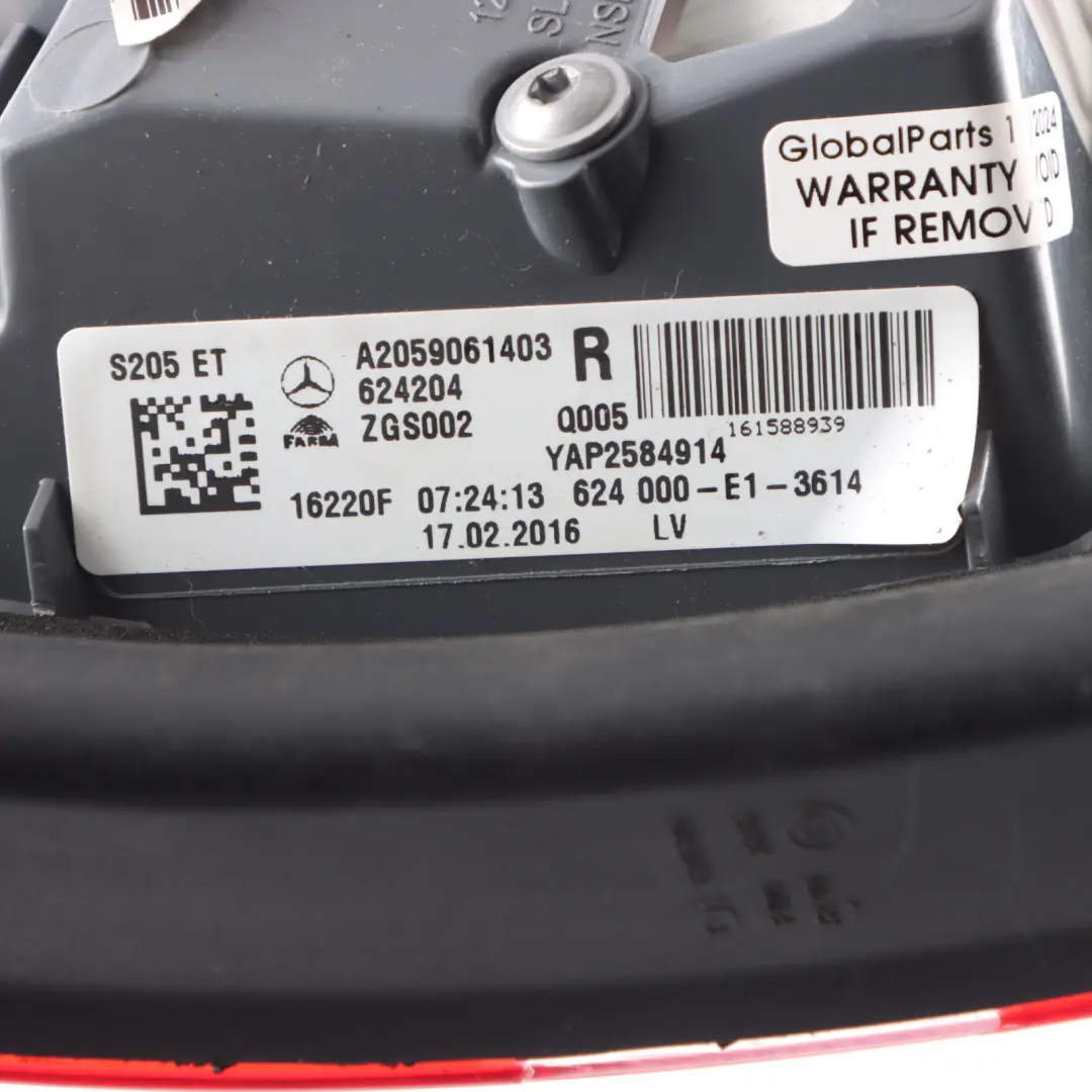Mercedes S205 Estate Luz Trasera Maletero Portón Trasero Derecho - SKU A2059061403 - Número de pieza A2059061403