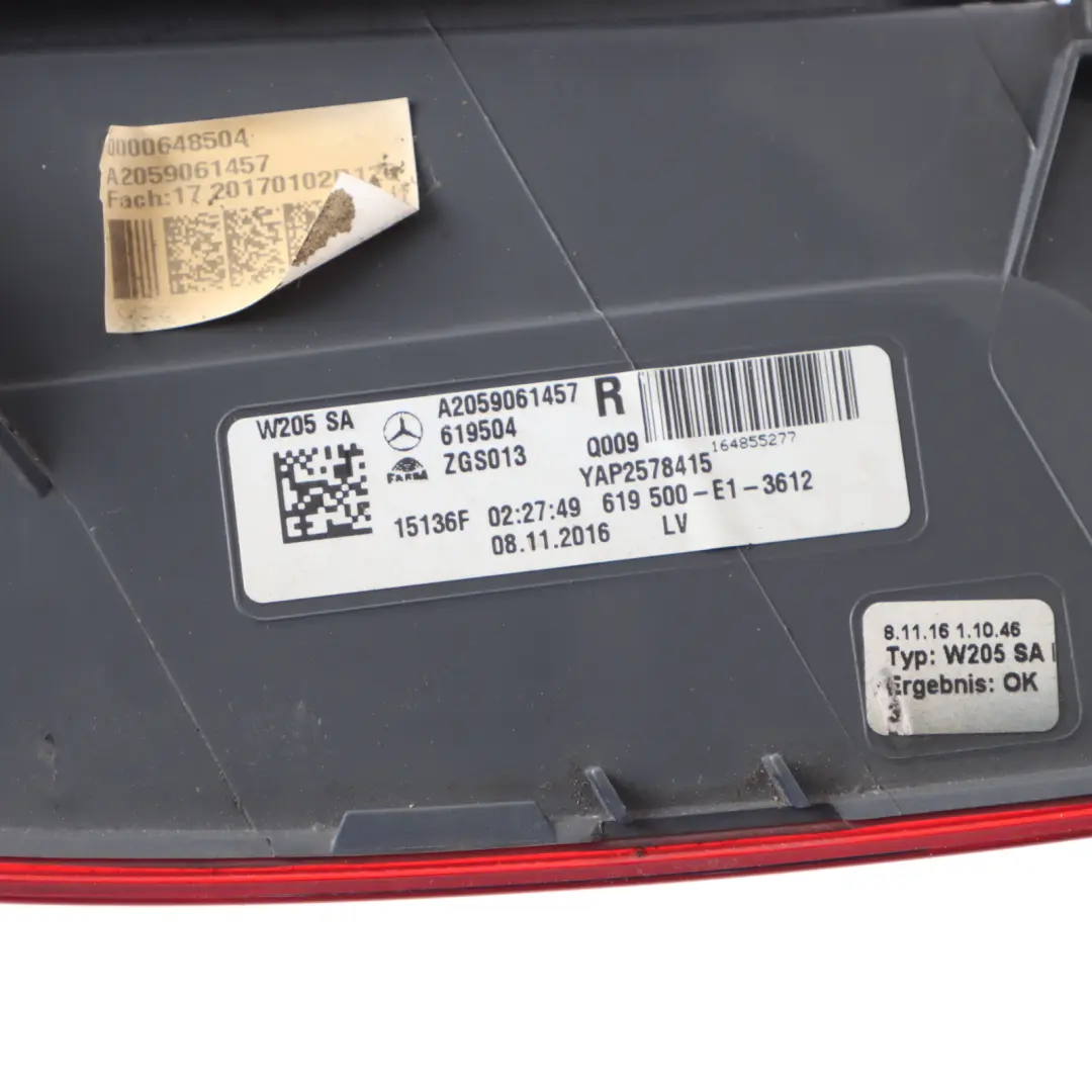 Lamp LED Side Panel Right O/S Tail Light to Mercedes W205 Saloon Rear with Part number A2059061457 Mercedes W205 Saloon Rear Lamp LED Side Panel Right O/S Tail Light - SKU A2059061457-2 - Part number A2059061457