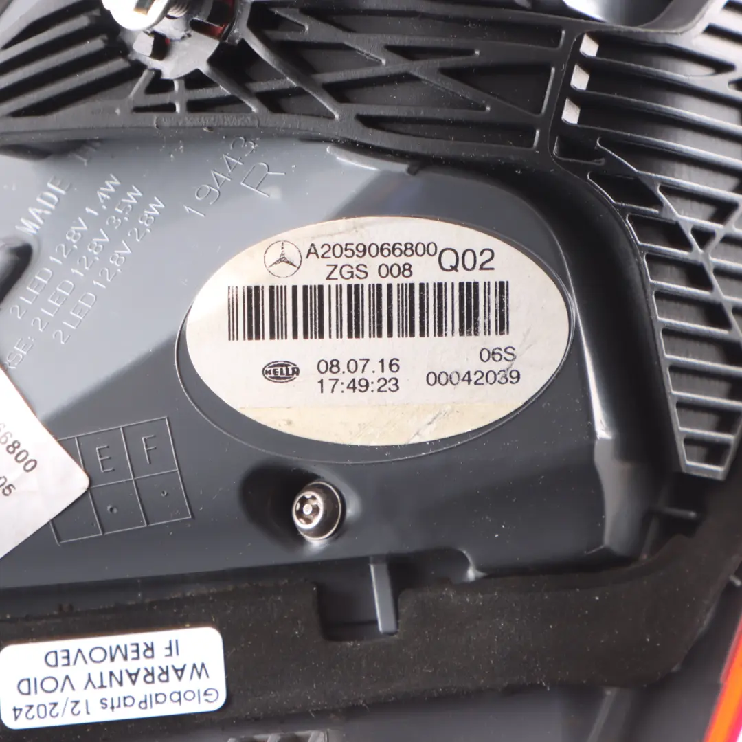 Lamp Right O/S Light Trunk Lid Boot Tailgate to Mercedes C205 Rear with Part number A2059066800 Mercedes C205 Rear Lamp Right O/S Light Trunk Lid Boot Tailgate - SKU A2059066800 - Part number A2059066800