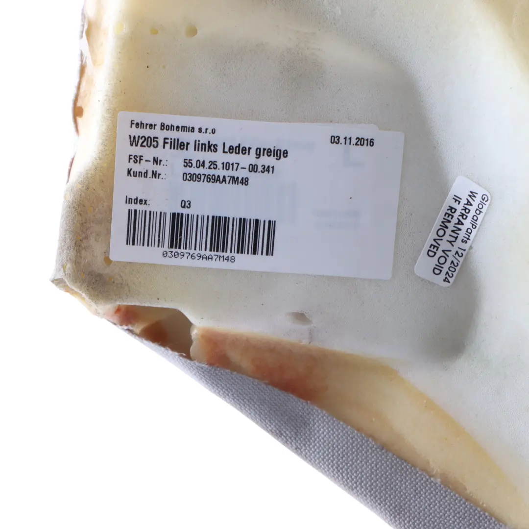 Lateral Panel Seat Left N/S Cover Finisher Leather to Mercedes W205 Rear with Part number A2059202500 Mercedes W205 Rear Lateral Panel Seat Left N/S Cover Finisher Leather - SKU A2059202500-1 - Part number A2059202500