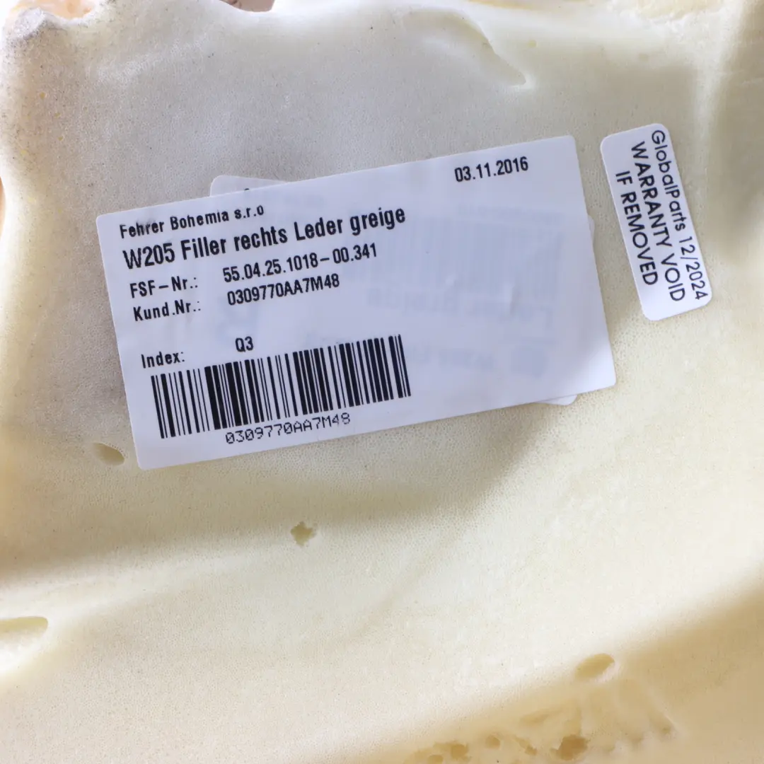 Backrest Lateral Panel Rear Seat Right O/S Cover Leather to Mercedes W205 with Part number A2059202600 Mercedes W205 Backrest Lateral Panel Rear Seat Right O/S Cover Leather - SKU A2059202600-1 - Part number A2059202600