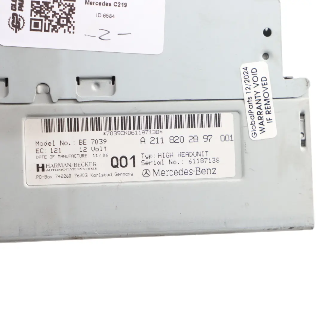 Radio CD Player Mercedes W211 CLS C219 COMAND Navigation Head Unit to with Part number A2118202897 Radio CD Player Mercedes W211 CLS C219 COMAND Navigation Head Unit - SKU A2118202897 - Part number A2118202897