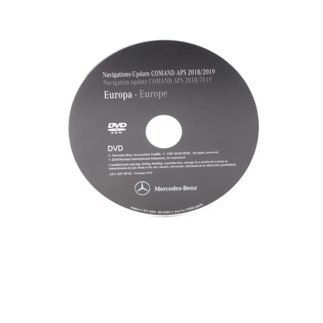 Mercedes C219 Comand Navigation APS 2018/2019 Europe Update Disc - SKU A2118270901 - Part number A2118270901