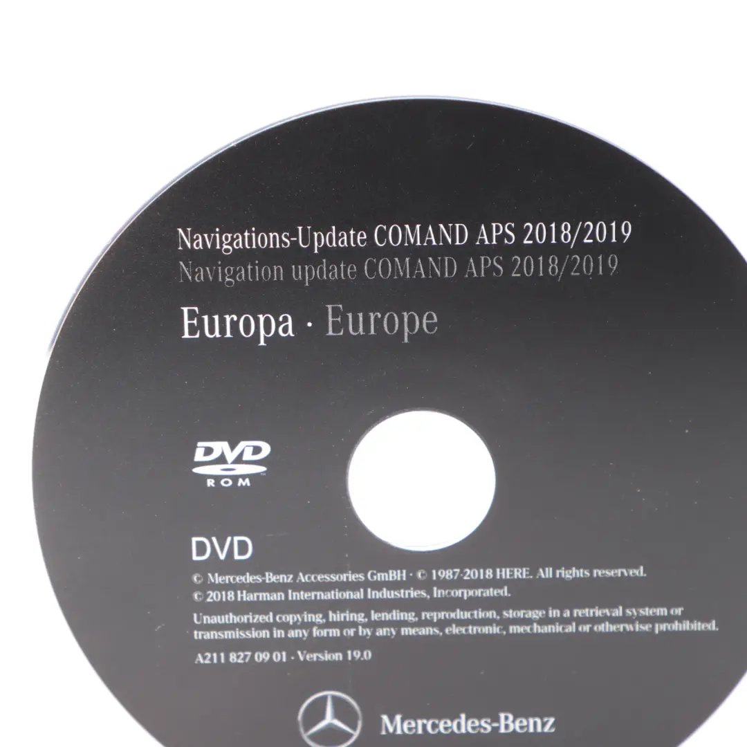 Mercedes C219 Comand Navigation APS 2018/2019 Europe Update Disc - SKU A2118270901 - Part number A2118270901