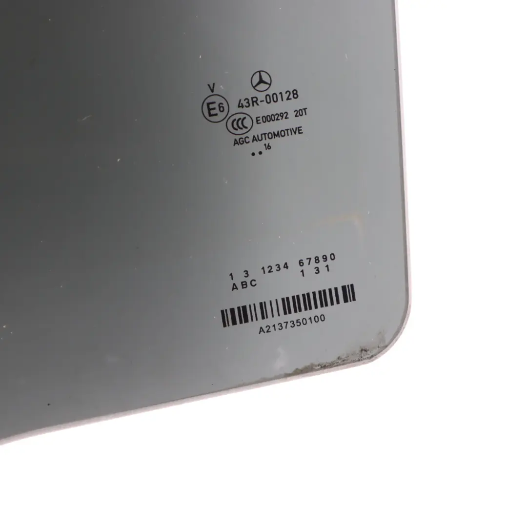 Door Glass Window Left N/S Tinted to Mercedes W213 Rear with Part number A2137350100 Mercedes W213 Rear Door Glass Window Left N/S Tinted - SKU A2137350100 - Part number A2137350100