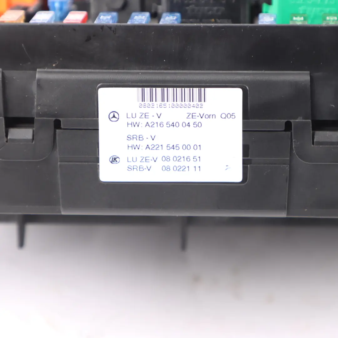 Fuse BoX Mercedes C216 W221 Front Relay Fuse Box Sam Control Module to with Part number A2215450001 Fuse BoX Mercedes C216 W221 Front Relay Fuse Box Sam Control Module - SKU A2165400450 - Part number A2215450001