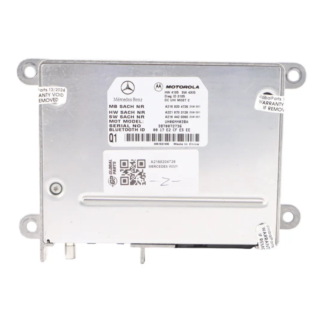 Módulo De Control Bluetooth Interfaz De Teléfono Móvil para Mercedes W221 con número de pieza A2168204726 Mercedes W221 Módulo De Control Bluetooth Interfaz De Teléfono Móvil - SKU A2168204726 - Número de pieza A2168204726
