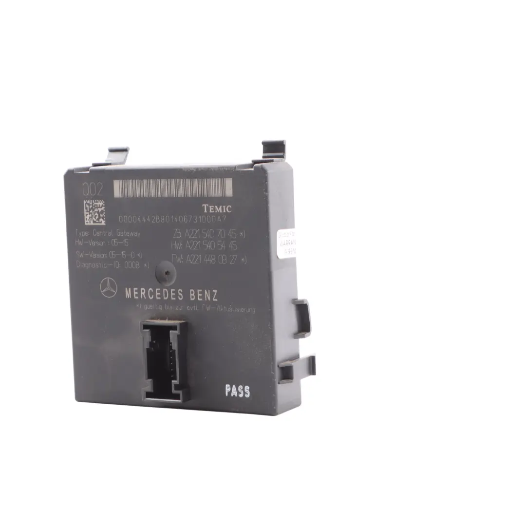Gateway Unidad de Control Módulo ECU para Mercedes W221 con número de pieza A2215407045 Mercedes W221 Gateway Unidad de Control Módulo ECU - SKU A2215407045 - Número de pieza A2215407045