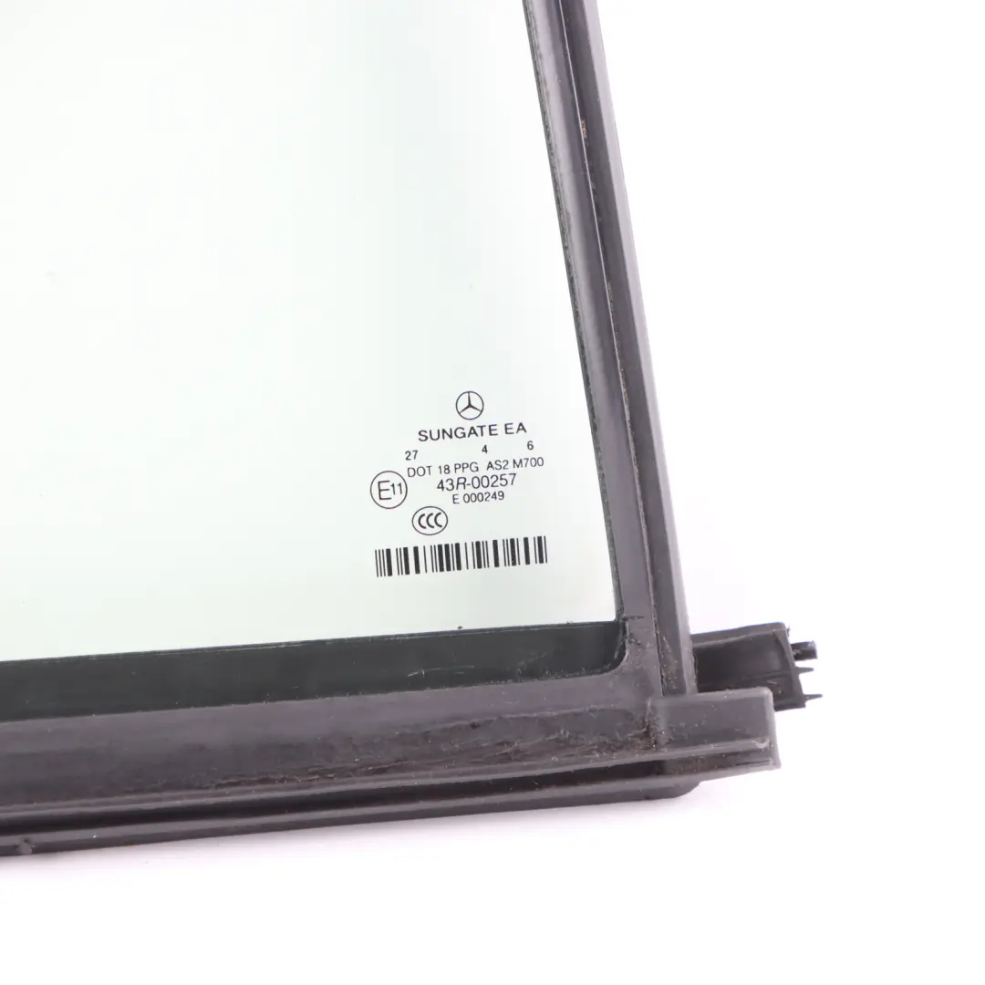 Triangle Quarter Window Glass Pane Right O/S AS2 to Mercedes W221 Rear with Part number A2217300820 Mercedes W221 Rear Triangle Quarter Window Glass Pane Right O/S AS2 - SKU A2217300820 - Part number A2217300820