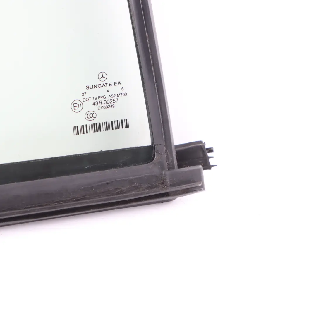 Triangle Quarter Window Glass Pane Right O/S AS2 to Mercedes W221 Rear with Part number A2217300820 Mercedes W221 Rear Triangle Quarter Window Glass Pane Right O/S AS2 - SKU A2217300820 - Part number A2217300820