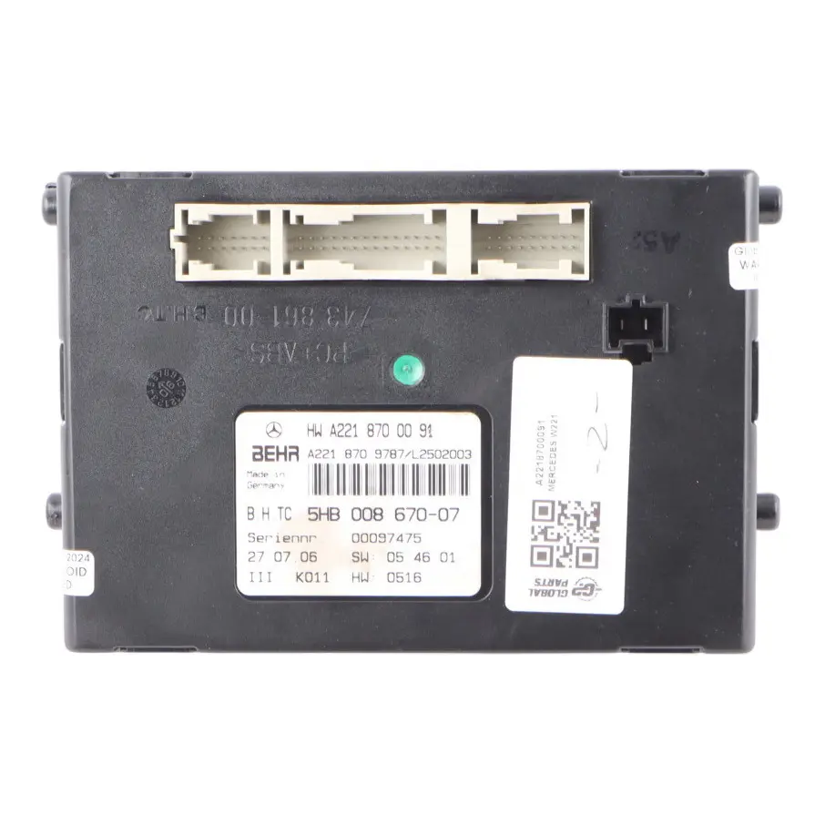 Con Module Mercedes W216 W221 Air Conditioning A/C Control to Air with Part number A2218700091 Air Con Module Mercedes W216 W221 Air Conditioning A/C Control - SKU A2218700091 - Part number A2218700091