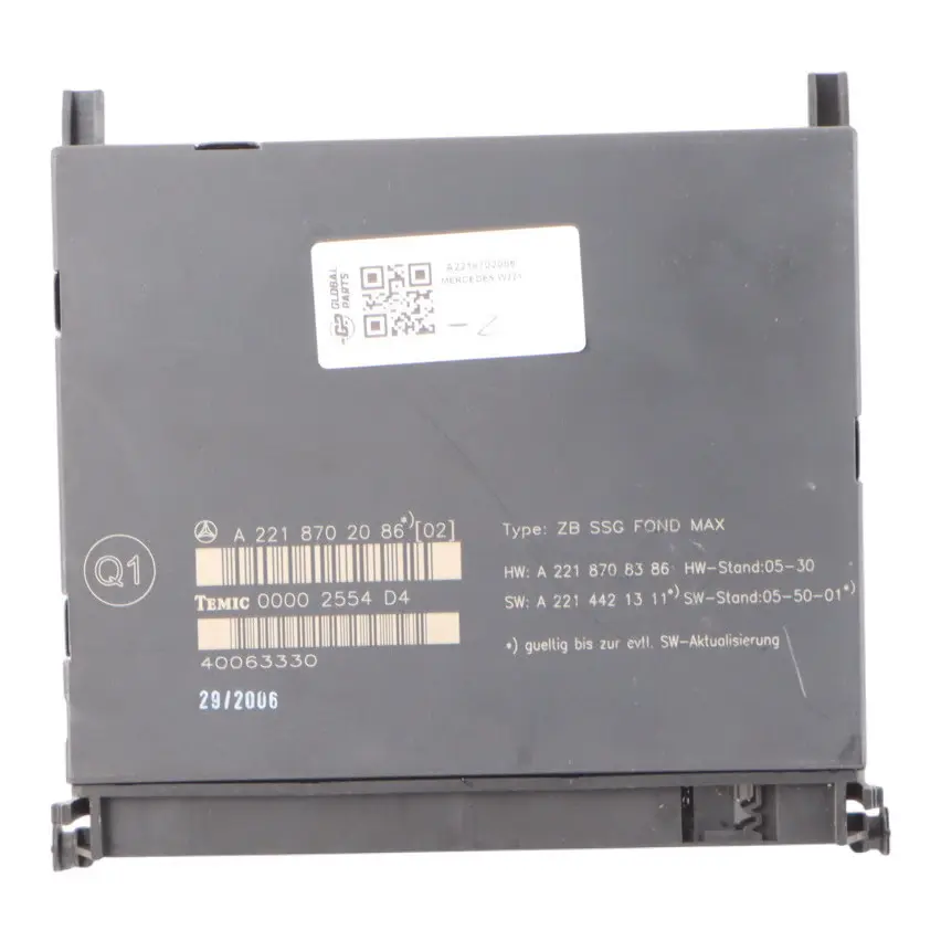 Modulo di controllo sedili posteriori ECU per Mercedes W221 con numero di parte A2218702086 Mercedes W221 Modulo di controllo sedili posteriori ECU - SKU A2218702086 - Numero di parte A2218702086