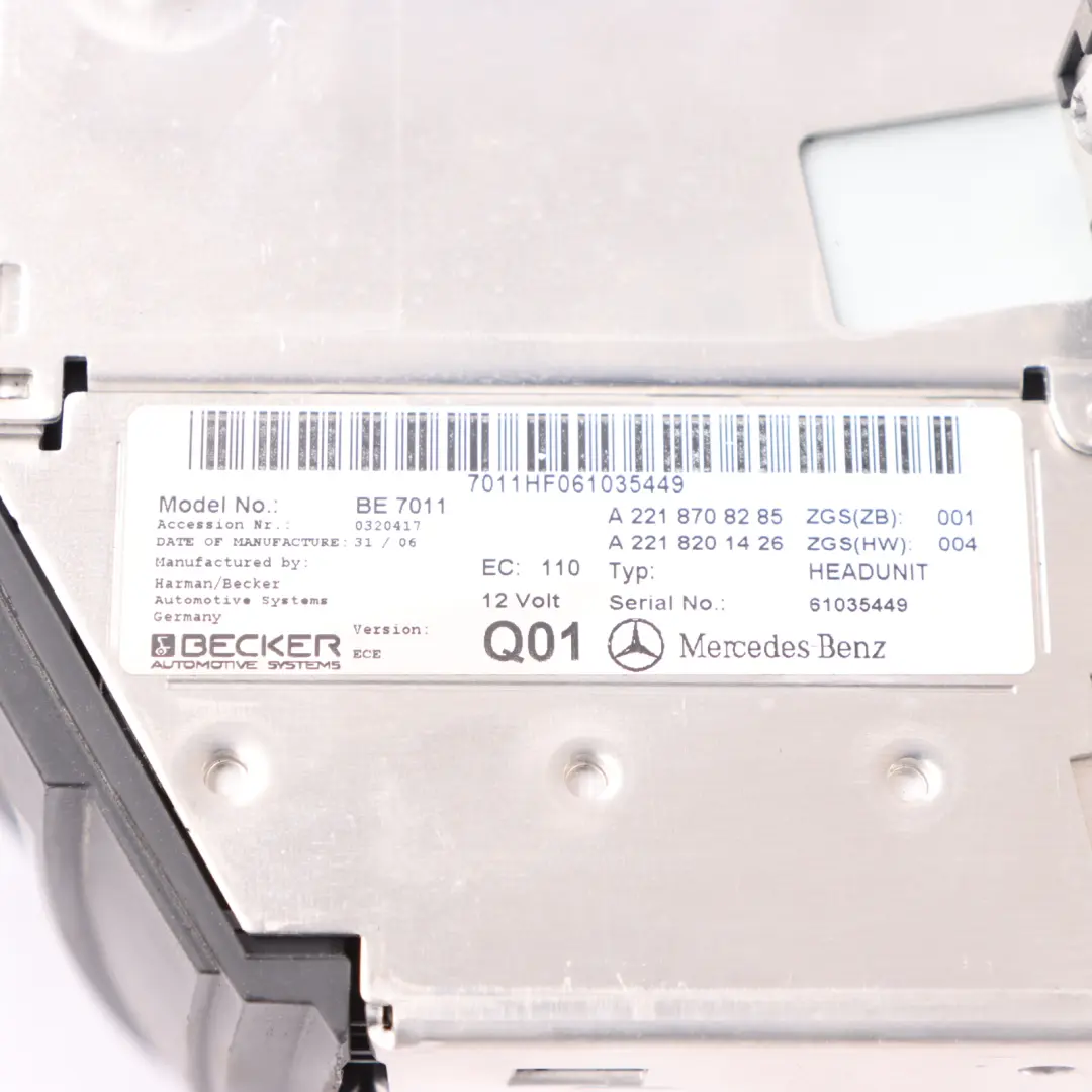 Mercedes W221 Unidad Principal DVD Radio Reproductor Navegación - SKU A2218708285 - Número de pieza A2218708285