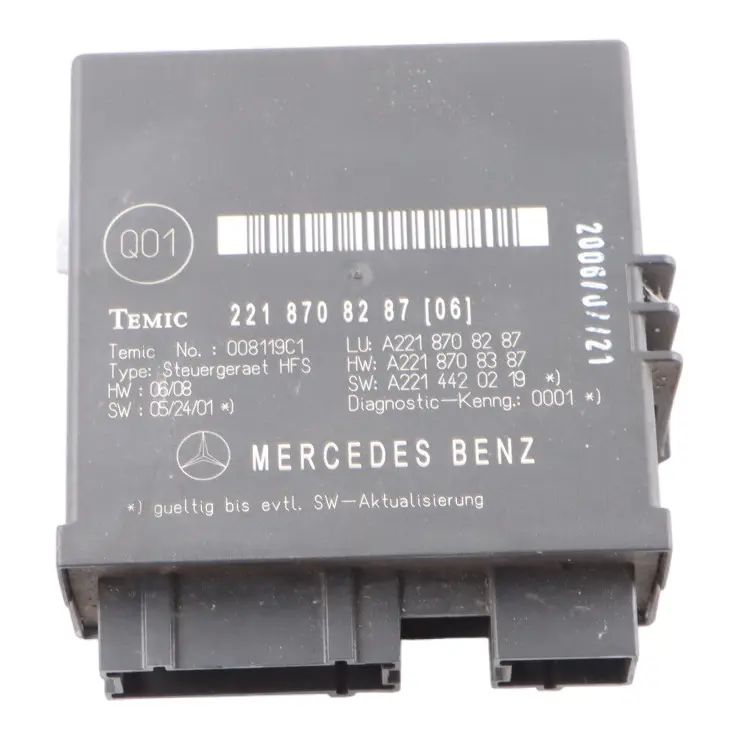 Boot Lid Remote Open Close Trunk Control Module to Mercedes W221 with Part number A2218708287 Mercedes W221 Boot Lid Remote Open Close Trunk Control Module - SKU A2218708287 - Part number A2218708287