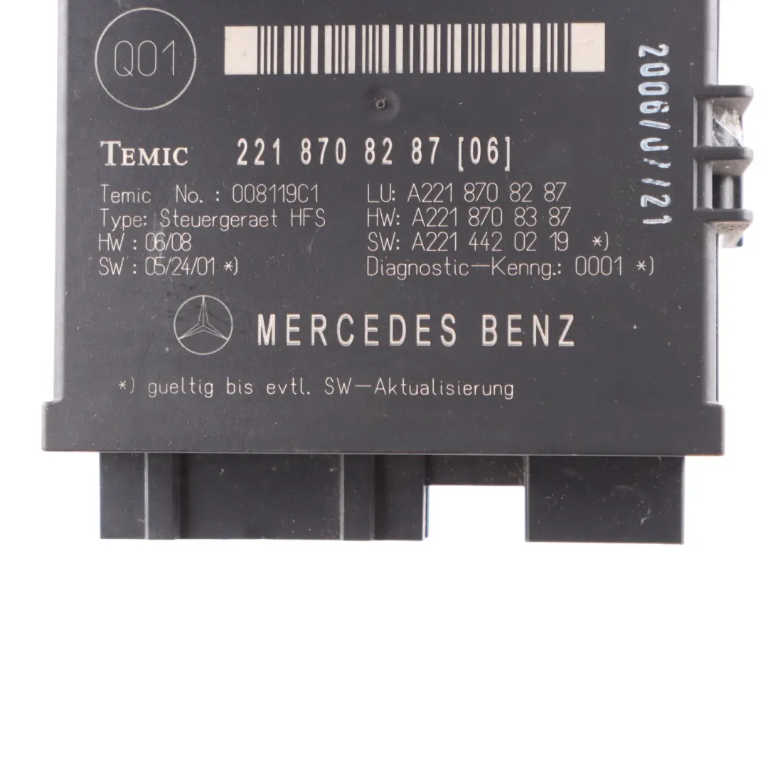 Boot Lid Remote Open Close Trunk Control Module to Mercedes W221 with Part number A2218708287 Mercedes W221 Boot Lid Remote Open Close Trunk Control Module - SKU A2218708287 - Part number A2218708287