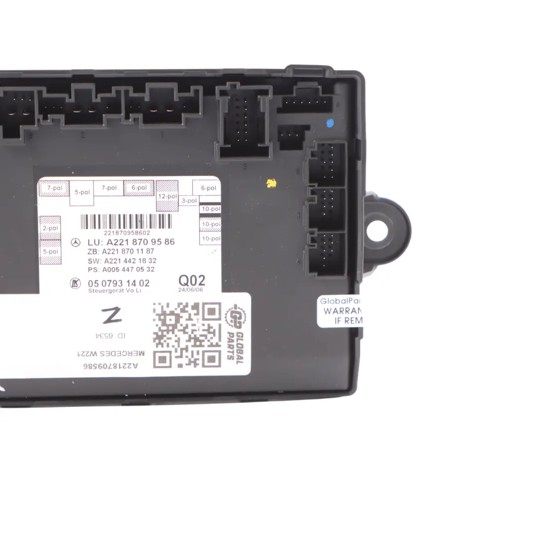 Front Door Control Left N/S Module Unit ECU to Mercedes W221 with Part number A2218709586 Mercedes W221 Front Door Control Left N/S Module Unit ECU - SKU A2218709586 - Part number A2218709586