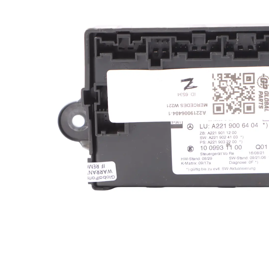 Mercedes W221 Module de porte avant droit Unité de contrôle ECU - SKU A2219006404-1 - Numéro de pièce A2219006404