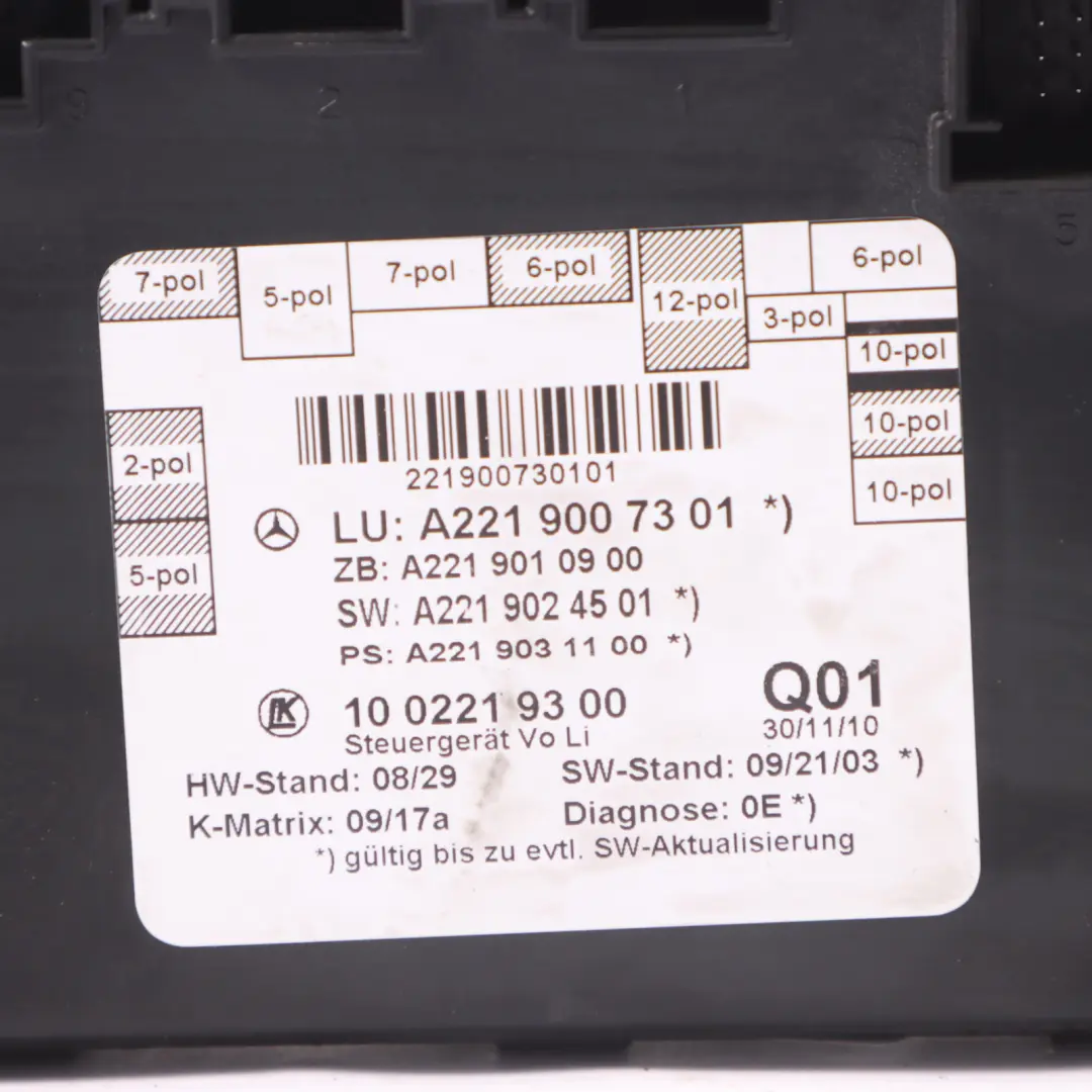 Mercedes W221 Front Door Control Left N/S Module Unit ECU - SKU A2219007301 - Part number A2219007301