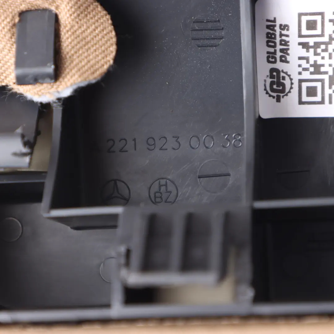 Bench Armrest Beige Leather Arm Rest Panel to Mercedes W221 Rear Seat with Part number A2219230038 Mercedes W221 Rear Seat Bench Armrest Beige Leather Arm Rest Panel - SKU A2219230038-1 - Part number A2219230038