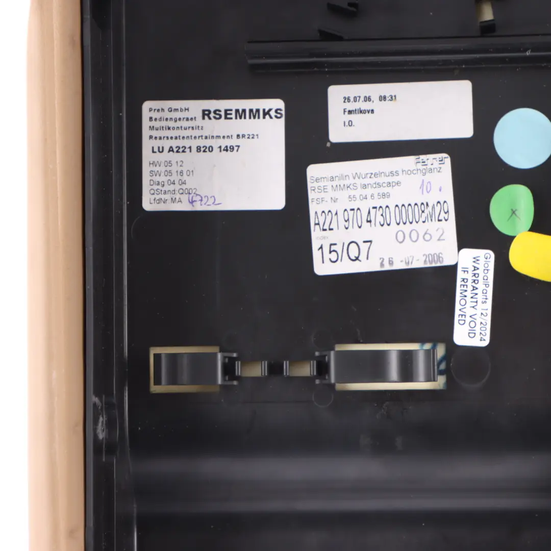 Centre Armrest Leather Landscape to Mercedes W221 Rear Seat with Part number A2219707530 Mercedes W221 Rear Seat Centre Armrest Leather Landscape - SKU A2219707530 - Part number A2219707530