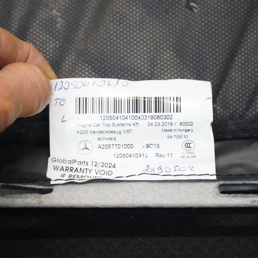 Osłona Dachu Składanego Tylna Szyba do Mercedes A238 o numerze A2387702300 Mercedes A238 Osłona Dachu Składanego Tylna Szyba - SKU A2387702300 - Numer Części A2387702300