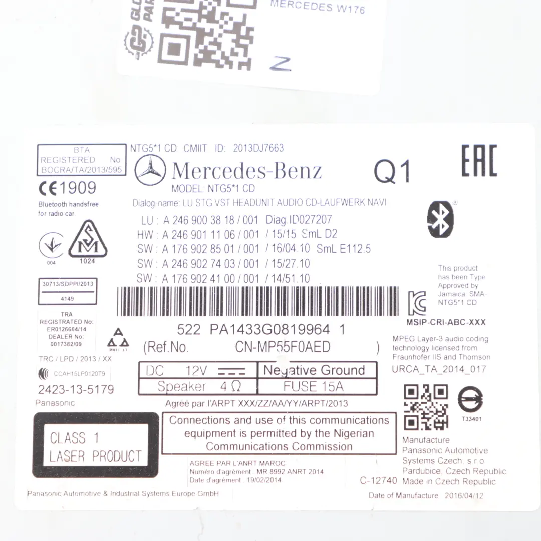 Mercedes W176 W246 Radio Unidad COMAND Navi - SKU A2469003818 - Número de pieza A2469003818