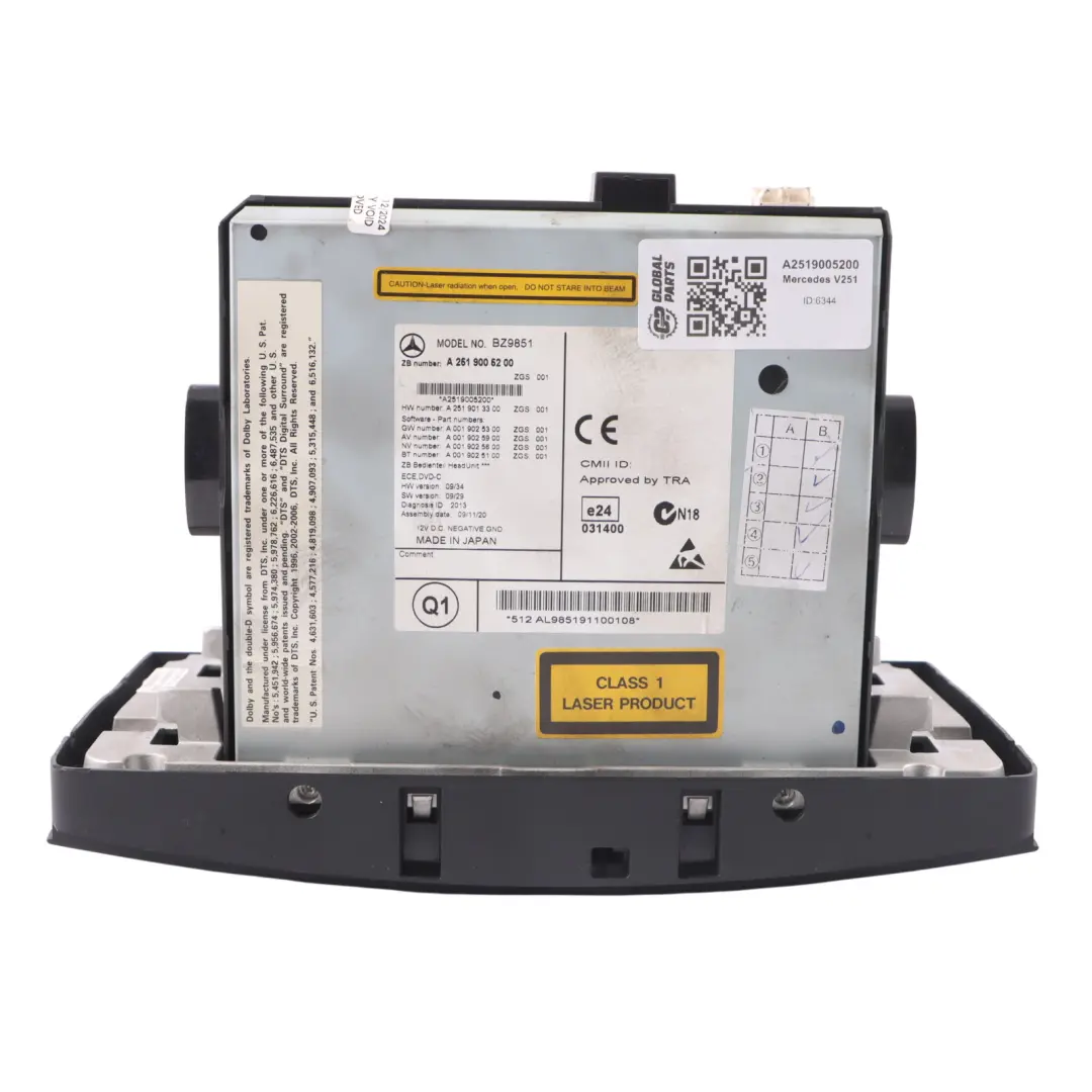 R350 V251 Head Unit Radio Player Navigation Media Bluetooth Mercedes - SKU A2519005200 - Part number A2519005200