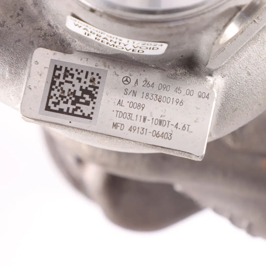 M264.915 Petrol Engine Turbocharger to Mercedes W205 with Part number A2640904500 Mercedes W205 M264.915 Petrol Engine Turbocharger - SKU A2640904500 - Part number A2640904500
