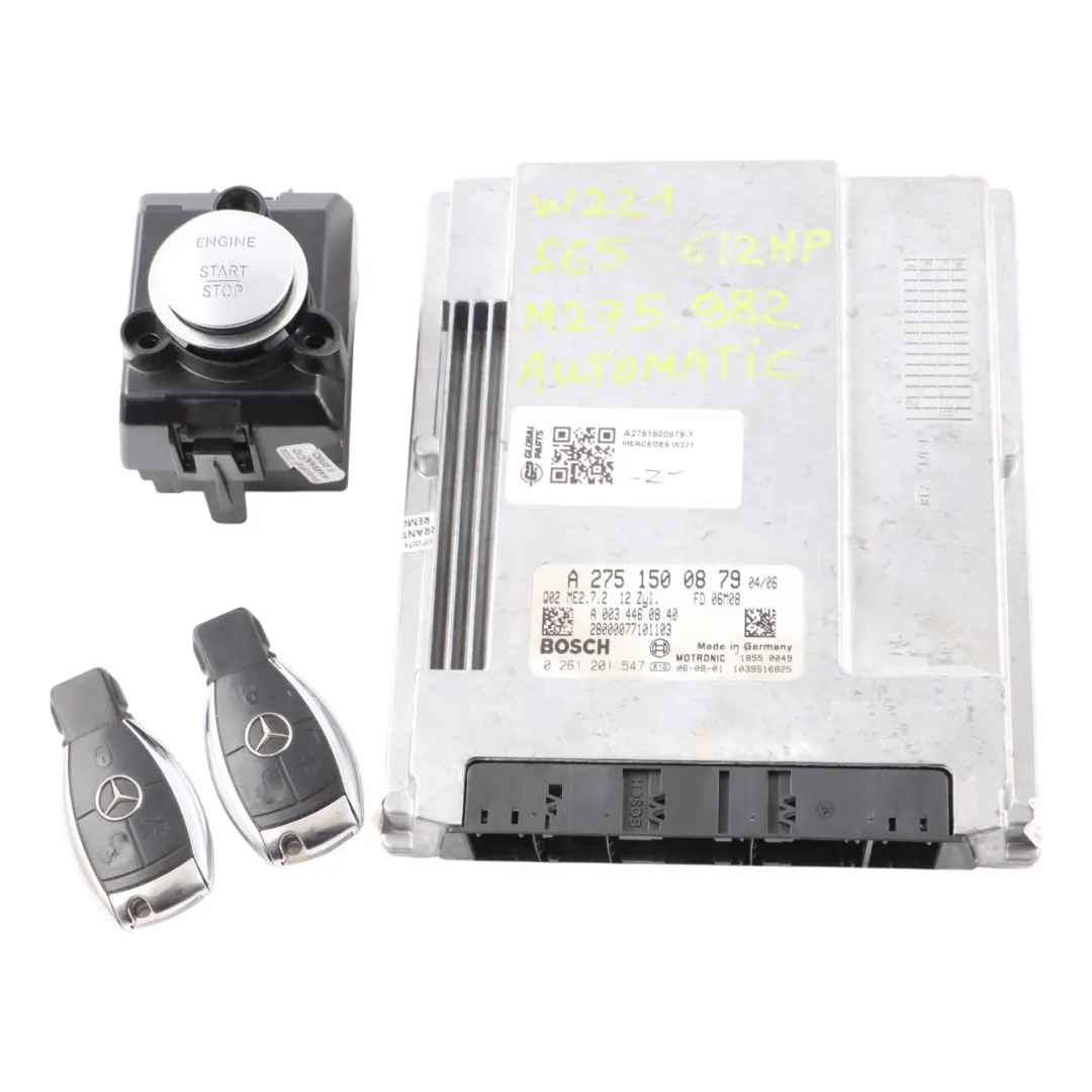 S65 W221 AMG M275 Engine ECU Kit Ignition + 2 Key Automatic to Mercedes with Part number A2751500879 Mercedes S65 W221 AMG M275 Engine ECU Kit Ignition + 2 Key Automatic - SKU A2751500879-1 - Part number A2751500879