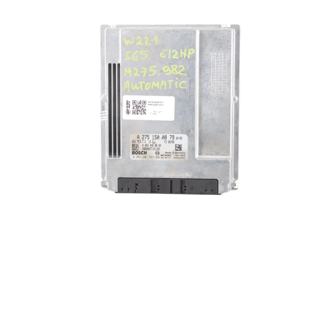 S65 W221 AMG M275 Engine ECU Kit Ignition + 2 Key Automatic to Mercedes with Part number A2751500879 Mercedes S65 W221 AMG M275 Engine ECU Kit Ignition + 2 Key Automatic - SKU A2751500879-1 - Part number A2751500879