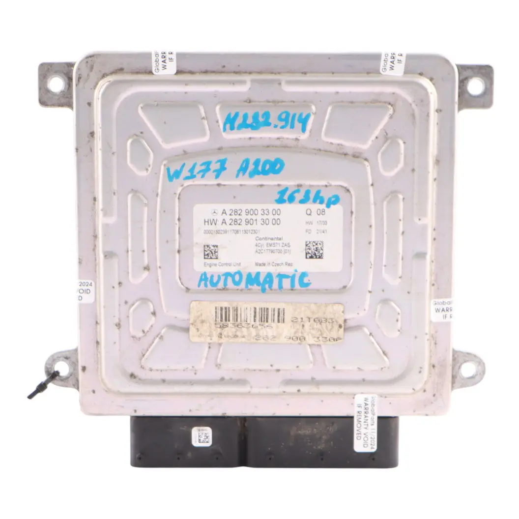 163HP M282.914 Unité contrôle moteur ECU Automatique pour Mercedes W177 à propos du numéro de pièce A2829003300 Mercedes W177 163HP M282.914 Unité contrôle moteur ECU Automatique - SKU A2829003300 - Numéro de pièce A2829003300