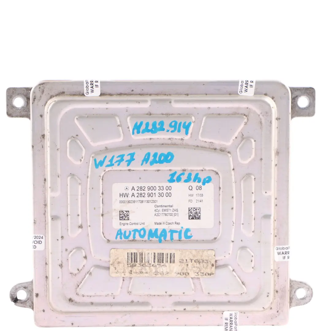 A200 163HP M282.914 Motorsteuergerät ECU Automatik für Mercedes W177 mit Teilenummer A2829003300 Mercedes W177 A200 163HP M282.914 Motorsteuergerät ECU Automatik - SKU A2829003300 - Teilenummer A2829003300