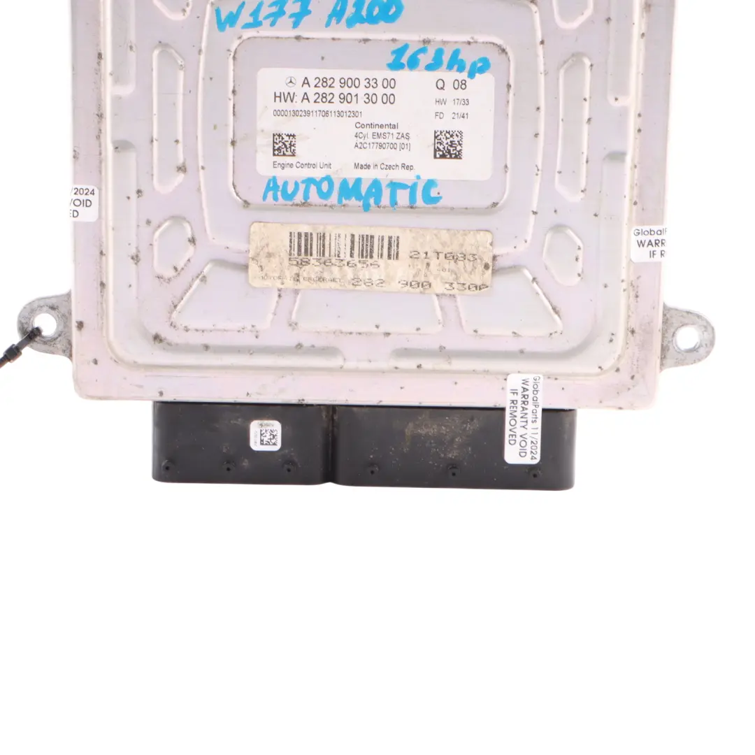 A200 163HP M282.914 Engine Control Unit ECU Automatic to Mercedes W177 with Part number A2829003300 Mercedes W177 A200 163HP M282.914 Engine Control Unit ECU Automatic - SKU A2829003300 - Part number A2829003300