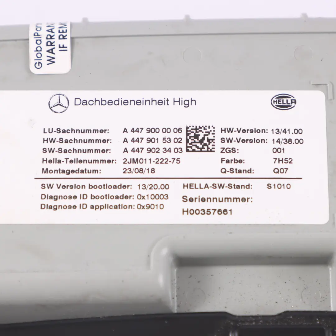 Mercedes W447 Courtesy Headliner Light Lamp Control Inner Panel - SKU A4479005108 - Part number A4479005108