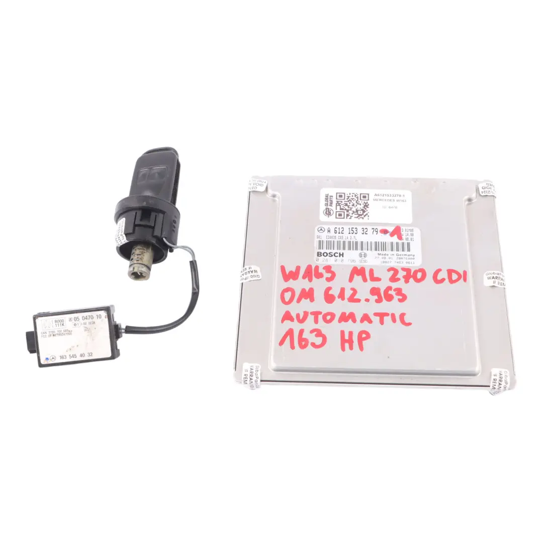 Mercedes-Benz ML W163 270 CDI Kit ECU Control Motor Llave Automática para con número de pieza A6121533279 Mercedes-Benz ML W163 270 CDI Kit ECU Control Motor Llave Automática - SKU A6121533279-1 - Número de pieza A6121533279