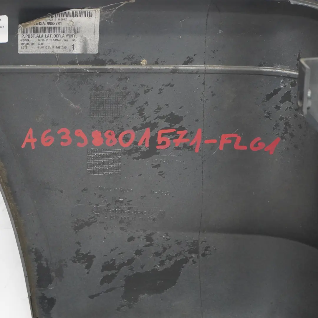 Mercedes Vito W639 Rear Bumper Right O/S Side Corner Trim Flint Grey - 368 - SKU A6398801571-FLG1 - Part number A6398801571