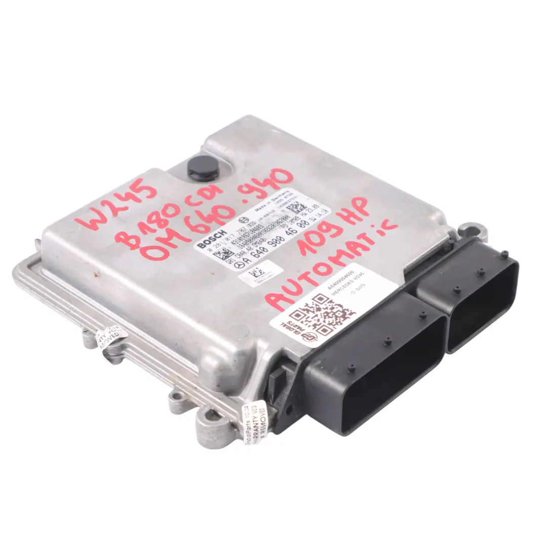 640.940 Engine Control Unit ECU Automatic to Mercedes W245 B180 CDI with Part number A6409004600 Mercedes W245 B180 CDI 640.940 Engine Control Unit ECU Automatic - SKU A6409004600 - Part number A6409004600
