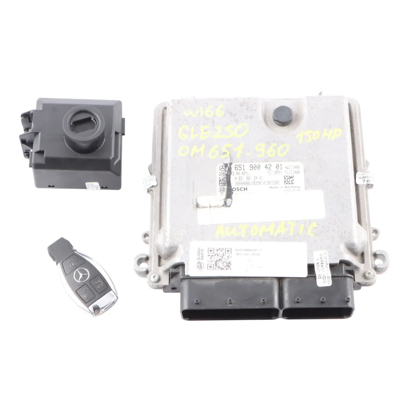 Mercedes GLE250 W166 OM651.960 204HP Engine ECU Kit Clé de contact A6519004201