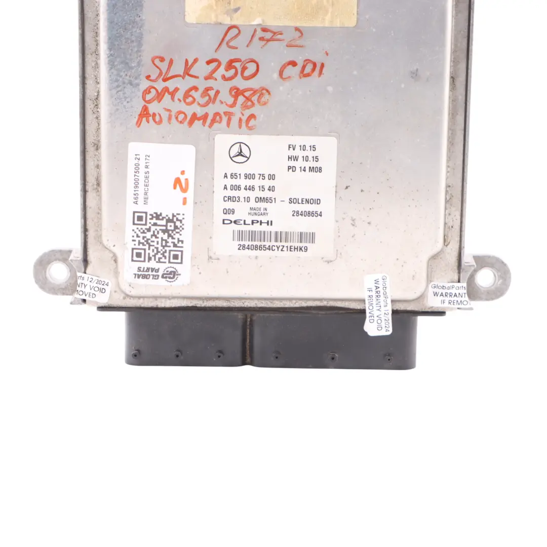 Mercedes SLK R172 250CDI OM651.980 Engine Control Unit ECU Automatic - SKU A6519007500-21 - Part number A6519007500