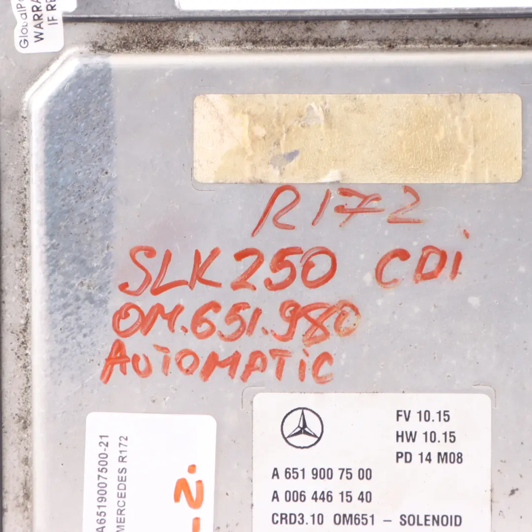 250CDI OM651.980 Engine Control Unit ECU Automatic to Mercedes SLK R172 with Part number A6519007500 Mercedes SLK R172 250CDI OM651.980 Engine Control Unit ECU Automatic - SKU A6519007500-21 - Part number A6519007500