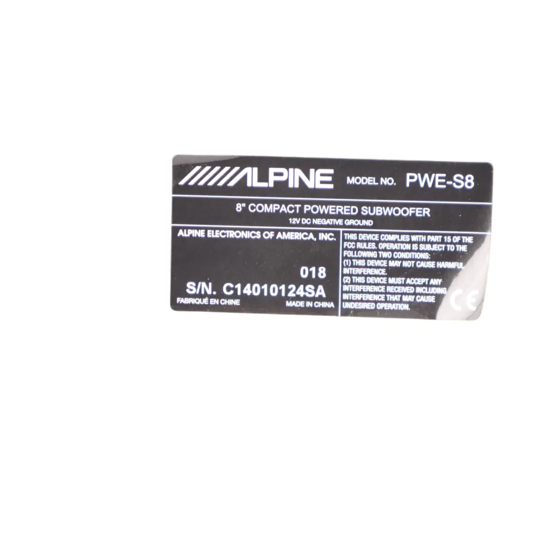 Alpine PWE-S8 Subwoofer Active Bass Audio Speaker Unit 240W - SKU ALPINEPWE-S8 - Part number ALPINEPWE-S8