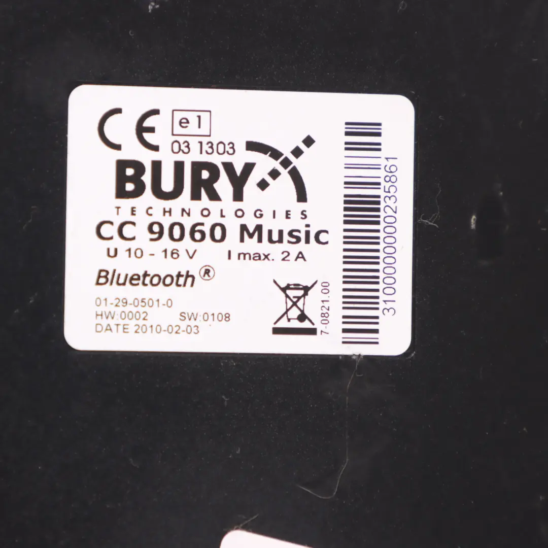 Bury CC 9060 Music Bluetooth Hands-free Microphone Screen Connection Kit  - SKU CC-9060-MUSIC - Part number CC-9060-MUSIC