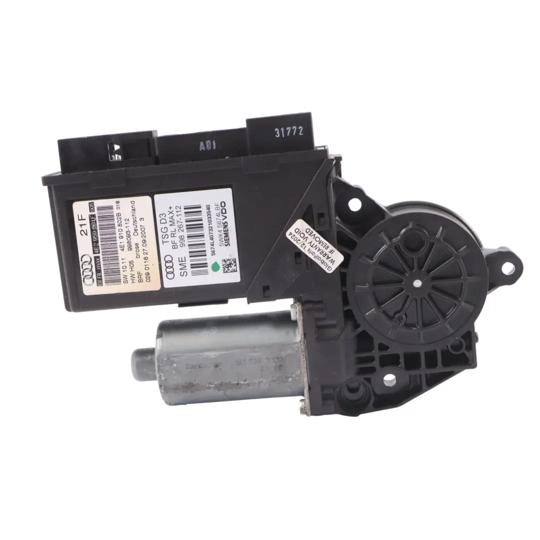 Audi A8 S8 D3 Window Lifter Motor Regulator Front Left N/S Passenger - SKU RHD-4E2959801F - Part number 4E2959801F