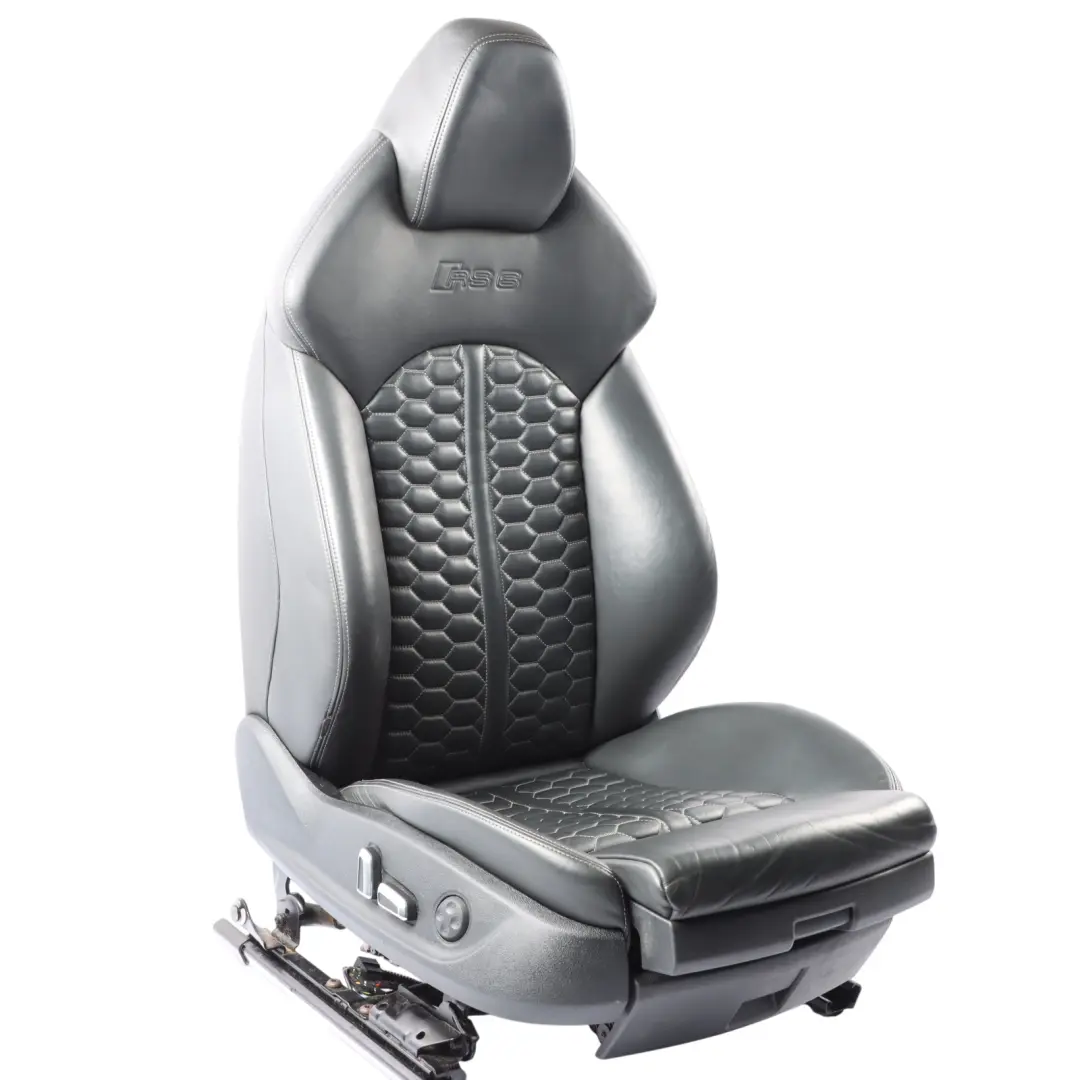 Front Right O/S Interior Memory Heated Leather Soul Black to Audi RS6 C7 Avant Seat with Part number 4G0881806AM Audi RS6 C7 Avant Seat Front Right O/S Interior Memory Heated Leather Soul Black - SKU RHD-4G0881806AM - Part number 4G0881806AM