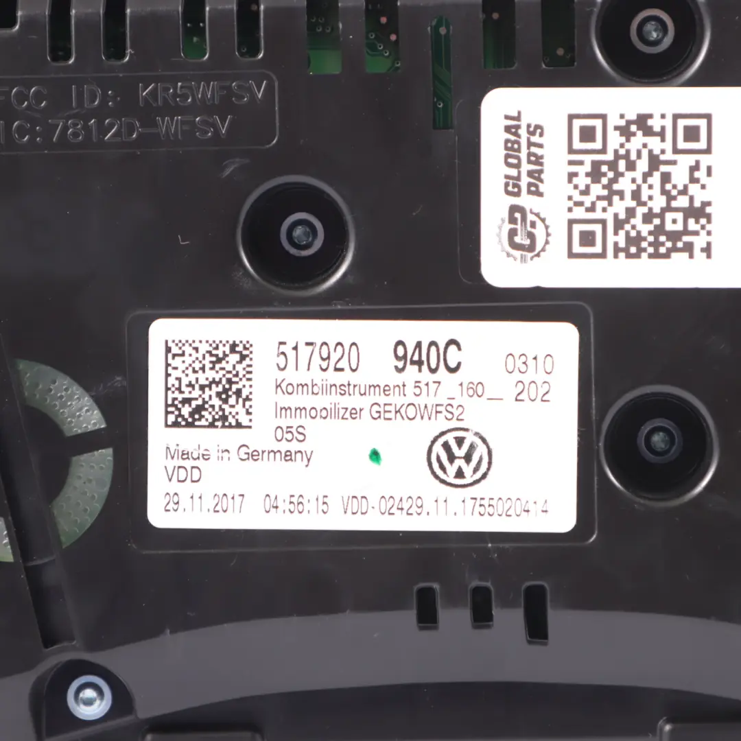 VW Volkswagen Golf Sportsvan Petrol Instrument Cluster Automatic - SKU RHD-517920940C - Part number 517920940C