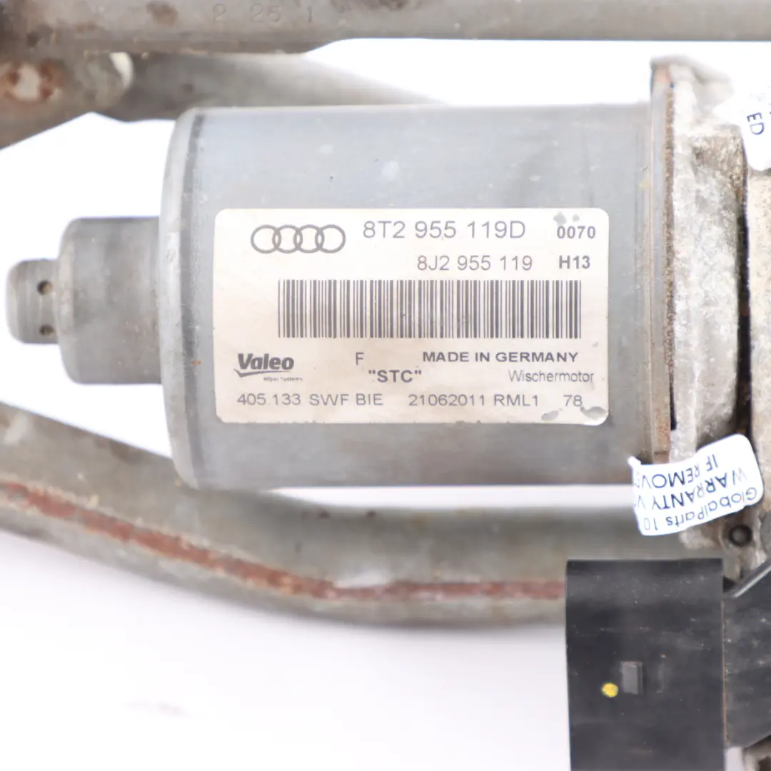 Front Windscreen Wiper Motor Linkage Mechanism to Audi A5 8T with Part number 8T2955023E Audi A5 8T Front Windscreen Wiper Motor Linkage Mechanism - SKU RHD-8T2955023E-1 - Part number 8T2955023E