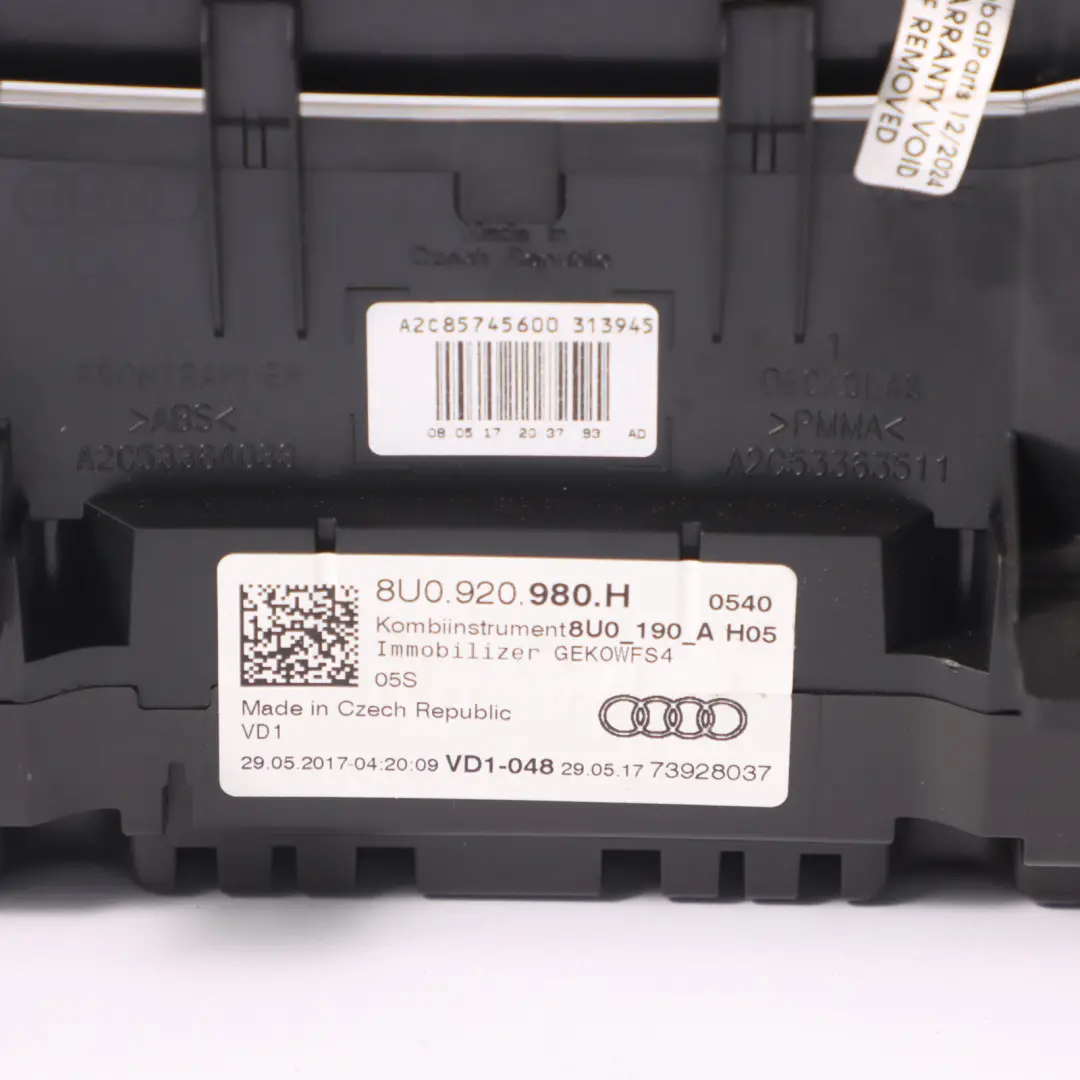 Audi Q3 8U Instrument Cluster Speedometer Clocks Automatic Petrol - SKU RHD-8U0920980H - Part number 8U0920980H