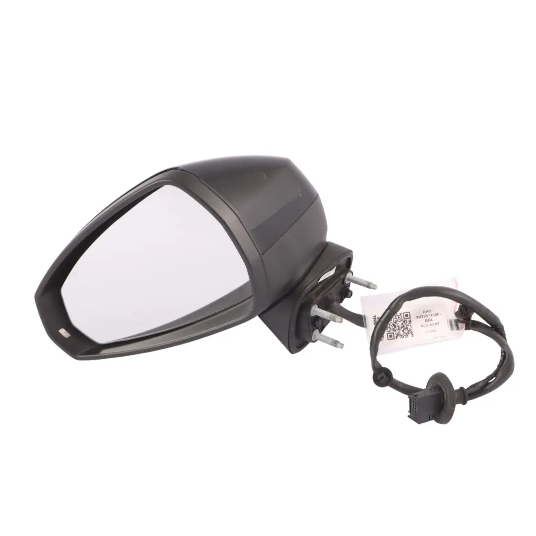 Audi A3 8V Wing Mirror Electric Door Left N/S Outside Brilliant Black - Y9B - SKU RHD-8V2857409F-BBL - Part number 8V2857409F