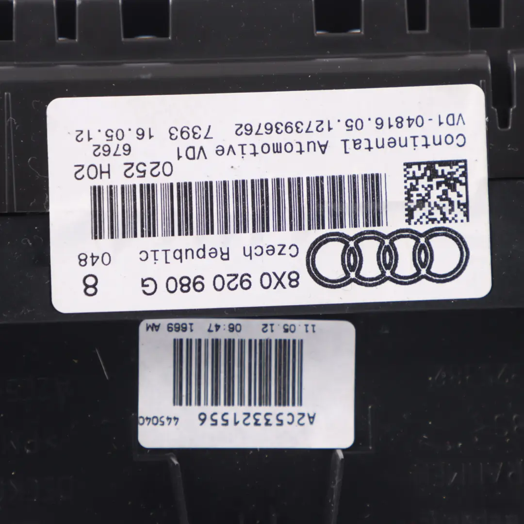 Instrument Cluster Clocks Speedo Meter Automatic 8X0920980F to Audi A1 8X Petrol with Part number 8X0920980G Audi A1 8X Petrol Instrument Cluster Clocks Speedo Meter Automatic 8X0920980F - SKU RHD-8X0920980G - Part number 8X0920980G