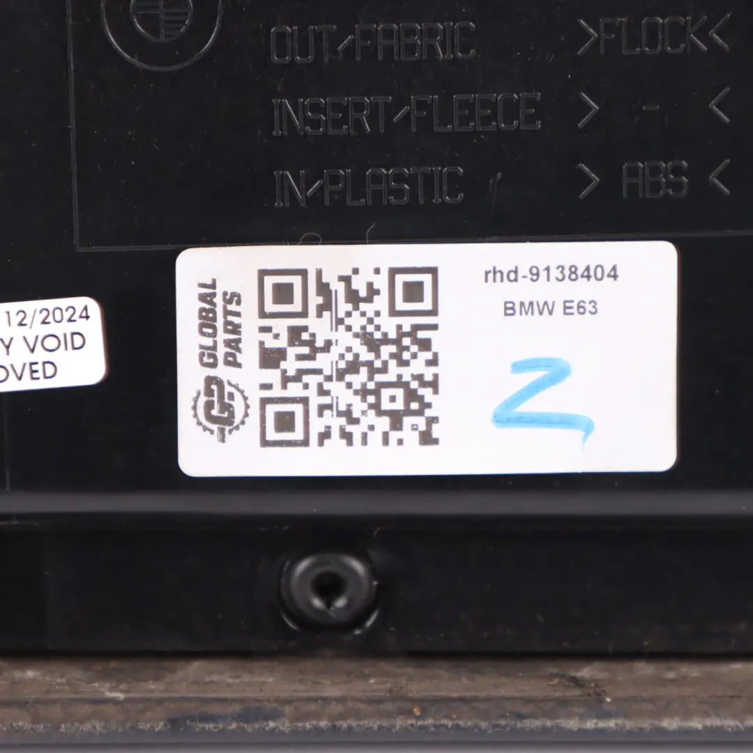 Front Right O/S Door Card Trim Panel Black Leather Dakota to BMW 6 E63 E64 with Part number 9138404 BMW 6 E63 E64 Front Right O/S Door Card Trim Panel Black Leather Dakota - SKU rhd-9138404 - Part number 9138404